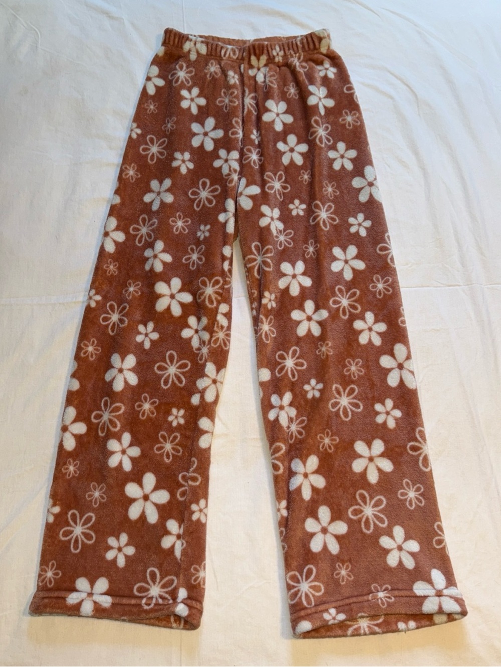 Girls' Floral Fleece Pants - Brown